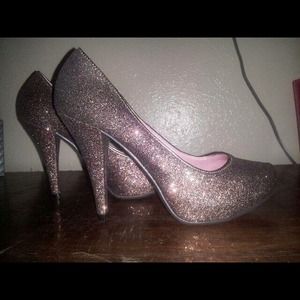Glitter light brown/gold High heels