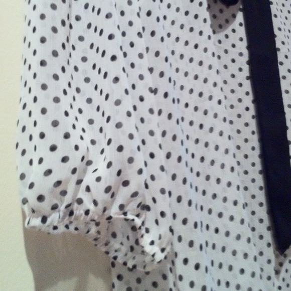 ❤️Sold❤️ White & Black Polka Dots Sheer Blouse - Picture 3 of 5