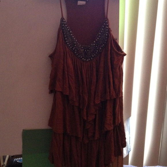 Brown Ruffle Top