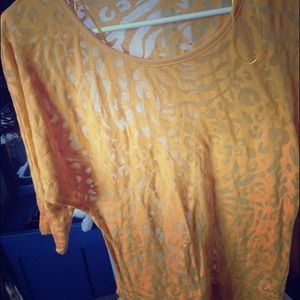 Yellow animal print see through top