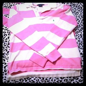 Long Sleeved white & pink Ralph Lauren