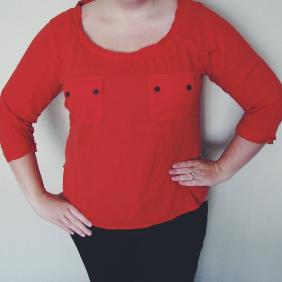 πSALEπβ¬οΈβ¬Anthropologie Brick 3/4 Sleeve Blouse - Picture 2 of 4