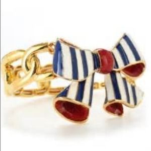 Betsy Johnson striped bow stretch bracelet