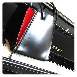 Furla Bags - โณFurla Black Leather Tote Bag Red Accent Panel Furla Bags - โณFurla Black Leather Tote Bag Red Accent Panel