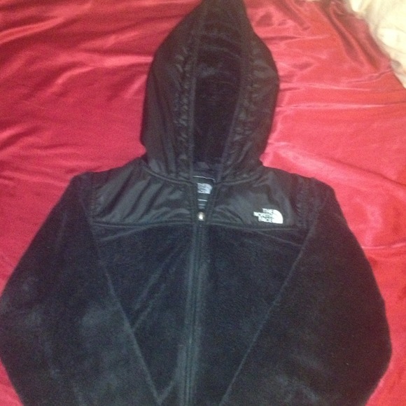 Black furry northface with hood