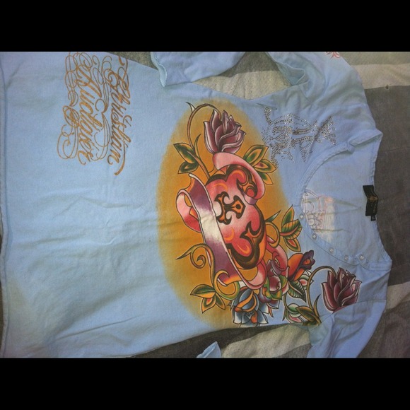 💢SOLD💢 Jr XL Blue Christian Audigier Shirt