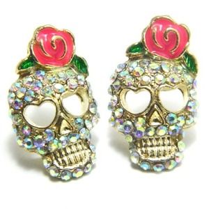 Sugar Skull Crystal Earrings