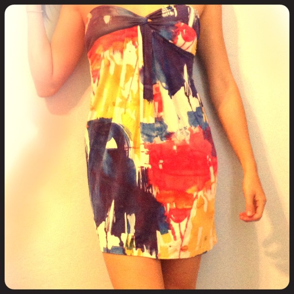 Paint Splatter Strapless Dress