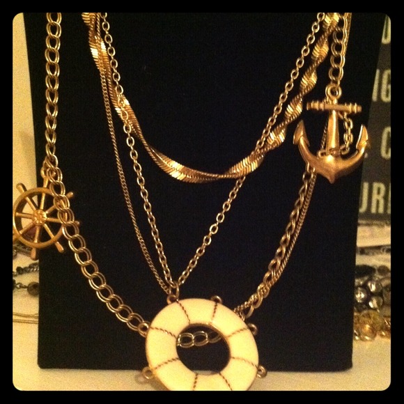 Gold chain nautical necklace