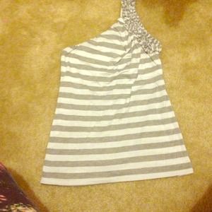 Strip gray and white top!!