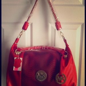 ON HOLD----Orange bag, wallet, MK watch