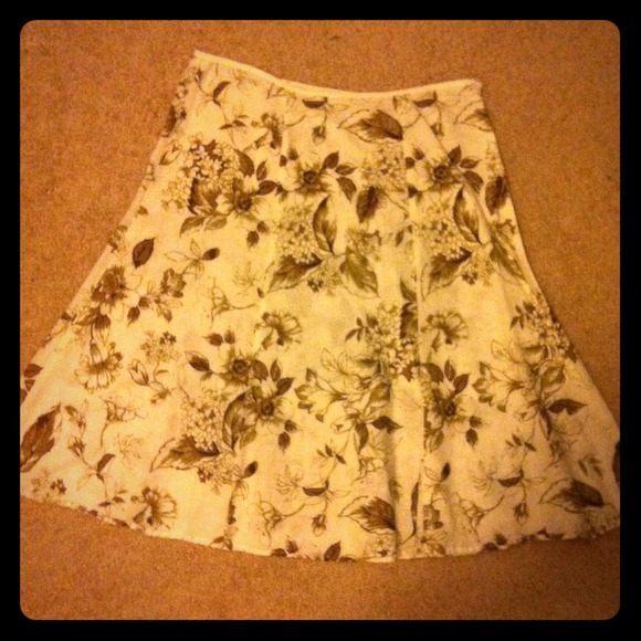 Cream and brown floral skirt