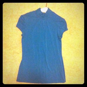 Turquoise turtle neck short sleeve shirt