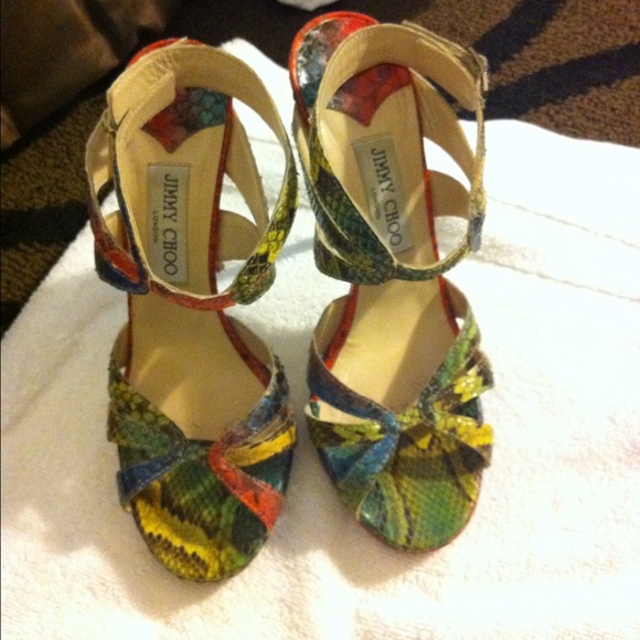 Jimmy Choo snake skin rainbow strappy sandals - Picture 2 of 3