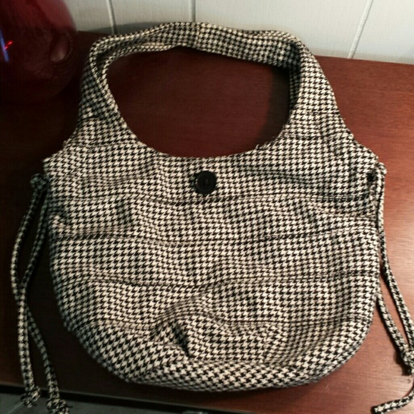 Anchor Blue Handbags - Med size Cotton houndstooth hanbag