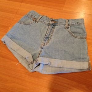 Light wash denim shorts