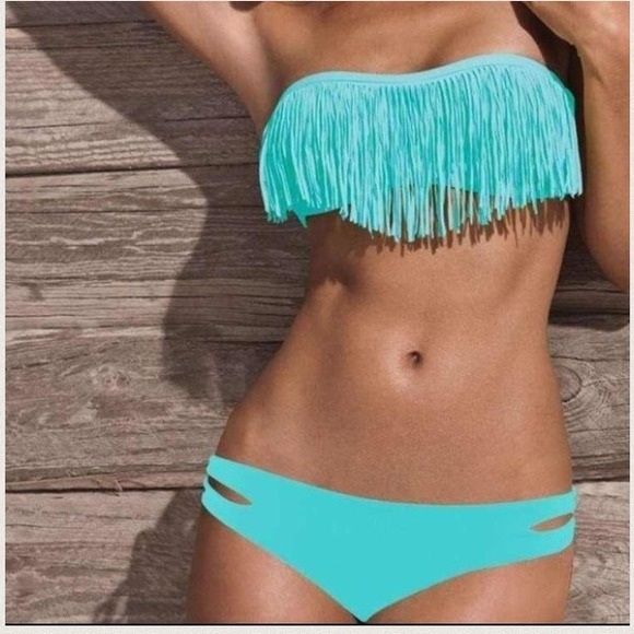 RESERVED❗Turquoise fringe bathing suit