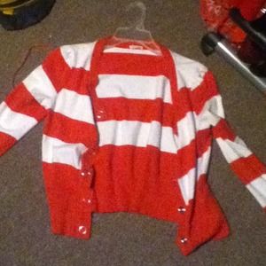 Striped button up sweater