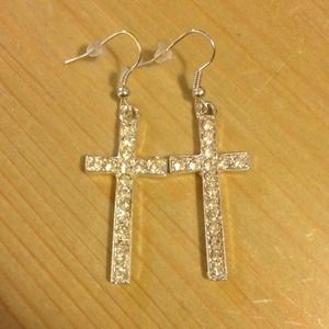 SOLD RHINESTONE CROSS EARRINGS