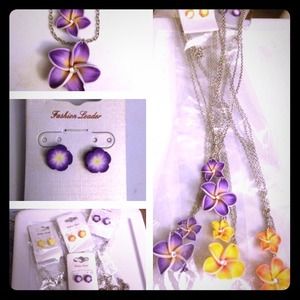 Plumeria Earring and Necklace set