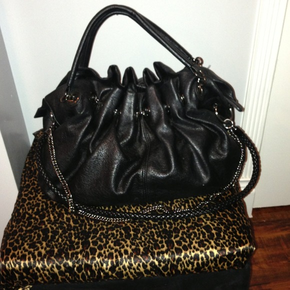 Black handbag.