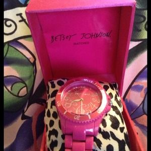 Betsey Johnson Hot-pink watch