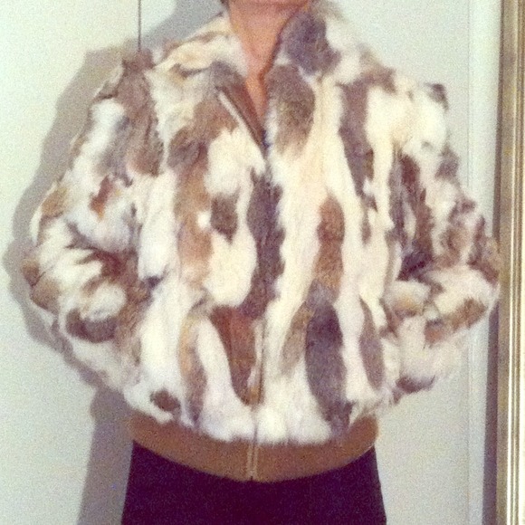 Real rabbit hair fur jacket