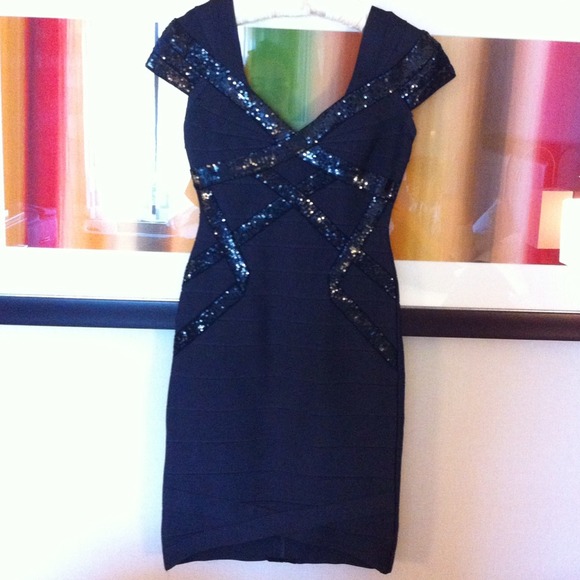 Dark grey sequin Herve leger dress. Never worn. - Picture 1 of 4