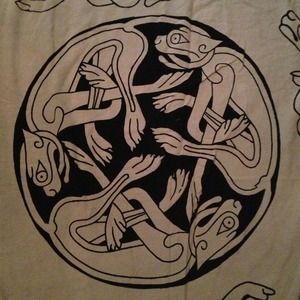 Celtic tapestry, green and black