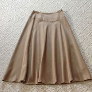 DKNY Wool Asymmetrical A-shape long skirt in camel