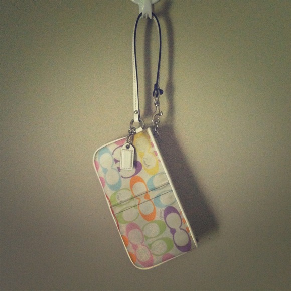 Authentic White& pastel coach wristlet