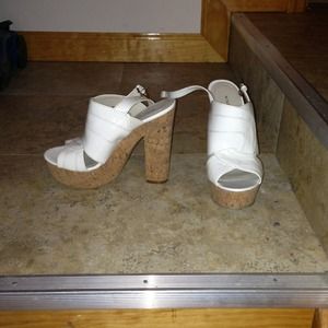 Cute White/Cork Heel Nine West Sandals