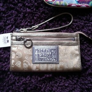 Coach Poppy gold and khaki wallet/wristlet!