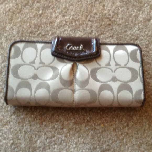 Brand new"" Tan w/ Brown coach wide wallet