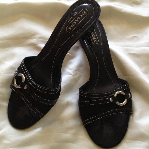 Coach 2" inch heels black Slides!!