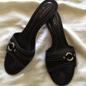Coach 2" inch heels black Slides!!