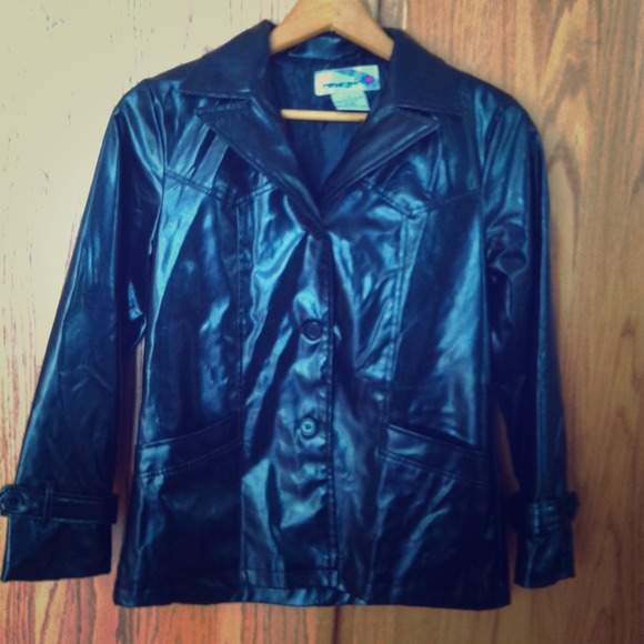Black Faux Leather Trench Coat