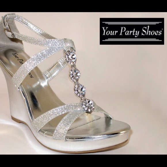 Silver Formal High heel Wedges