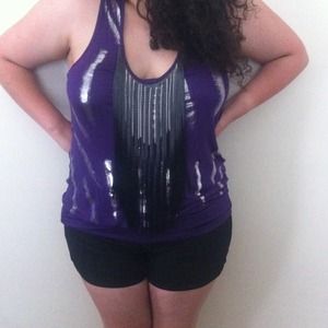 Purple fringe top