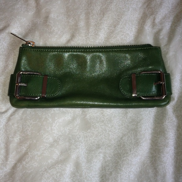 Green leather Banana Republic Clutch
