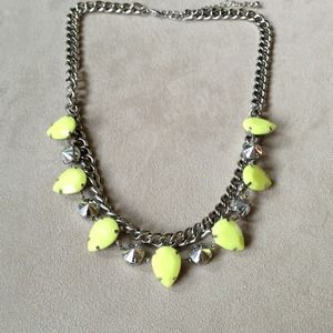 Neon Yellow tear drop necklace.