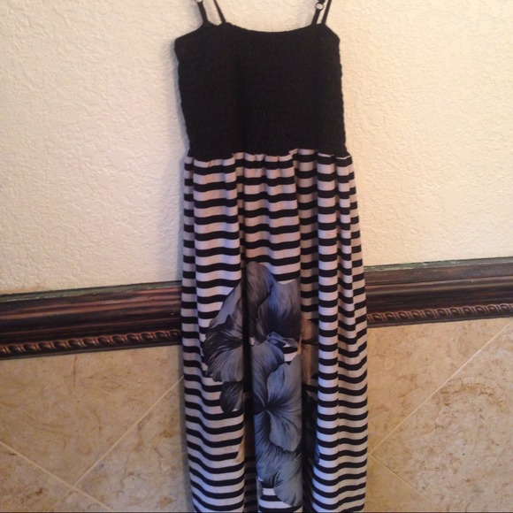 Black maxi with flowers on front and back