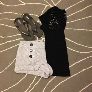 Express black/white sailor style shorts