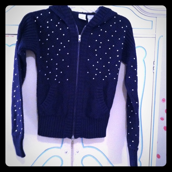 Blue studded zip up