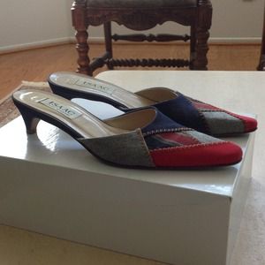 Isaac Mizrahi Denim/Multi Color Fabrics Mule.