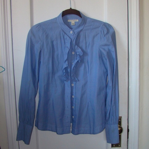 Chambray top with ruffles