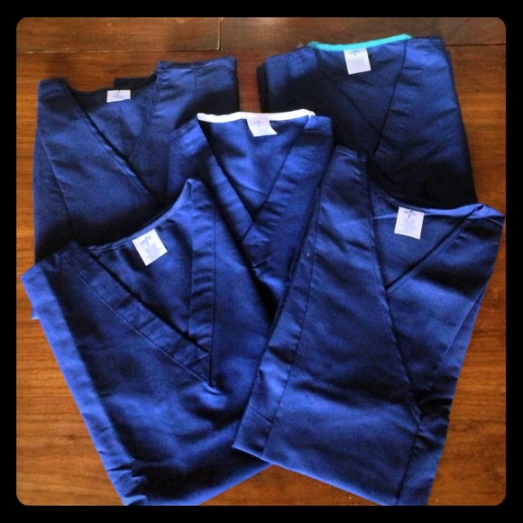 All 5 for $12! New navy blue medical scrub tops