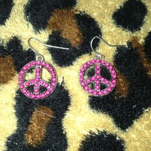 Pink peace textured earrings.