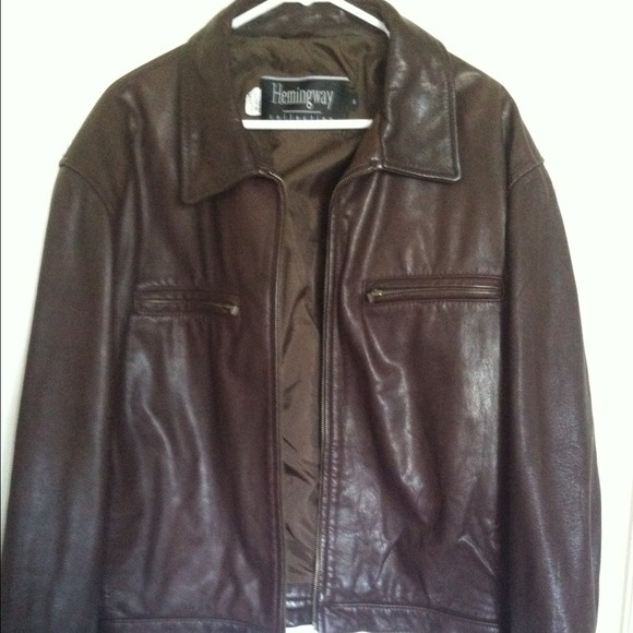 😎 Brown men's leather jacket excellent condition