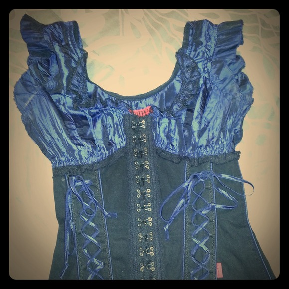 Black and blue corset top